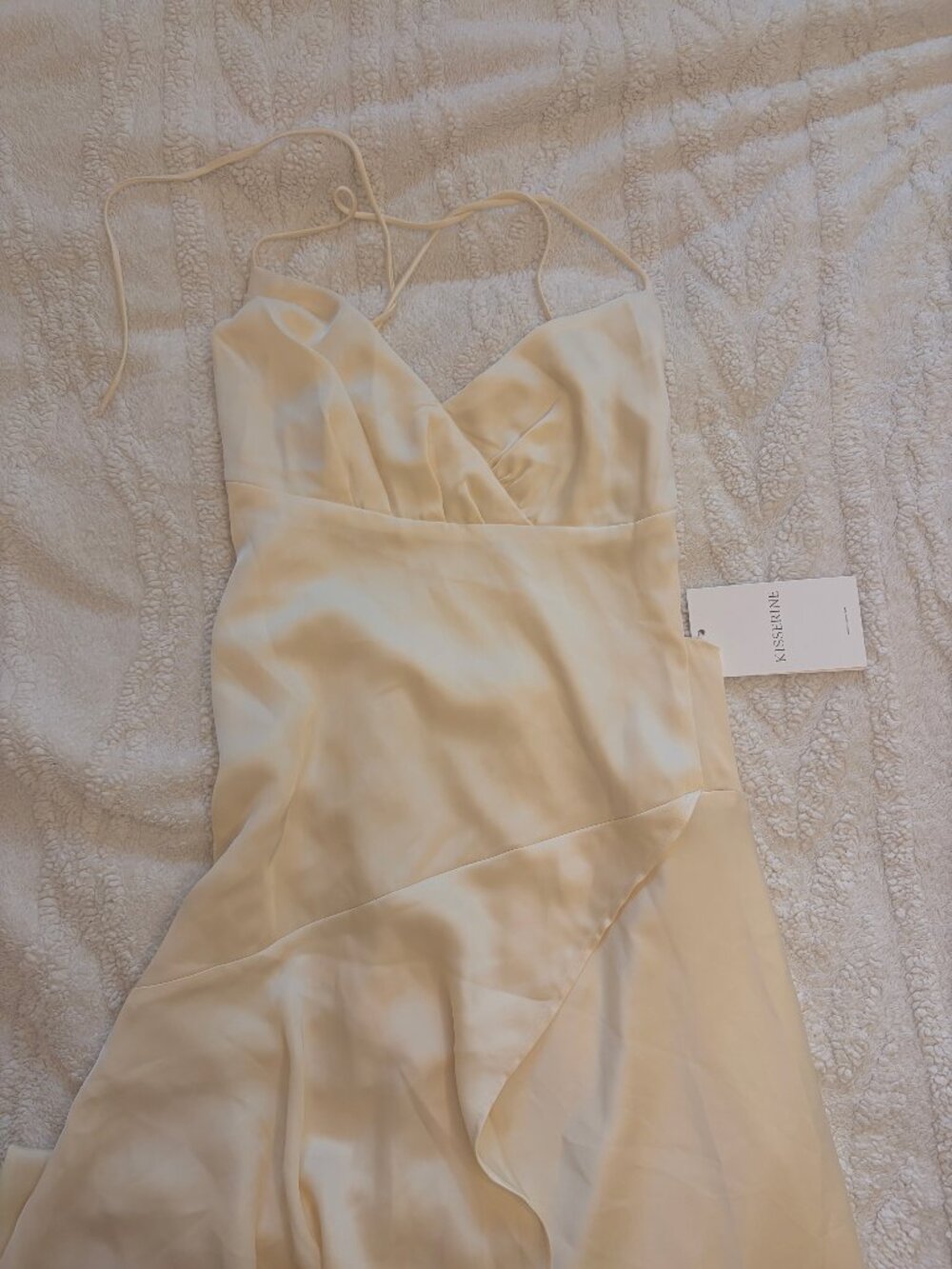 Kisserine Mia Silk Dress Cream Size M